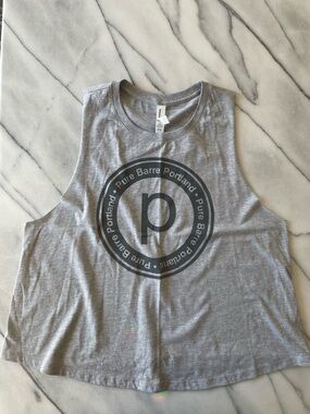 Pure Barre Portland Grey Logo Cropped Muscle Tank NWOT